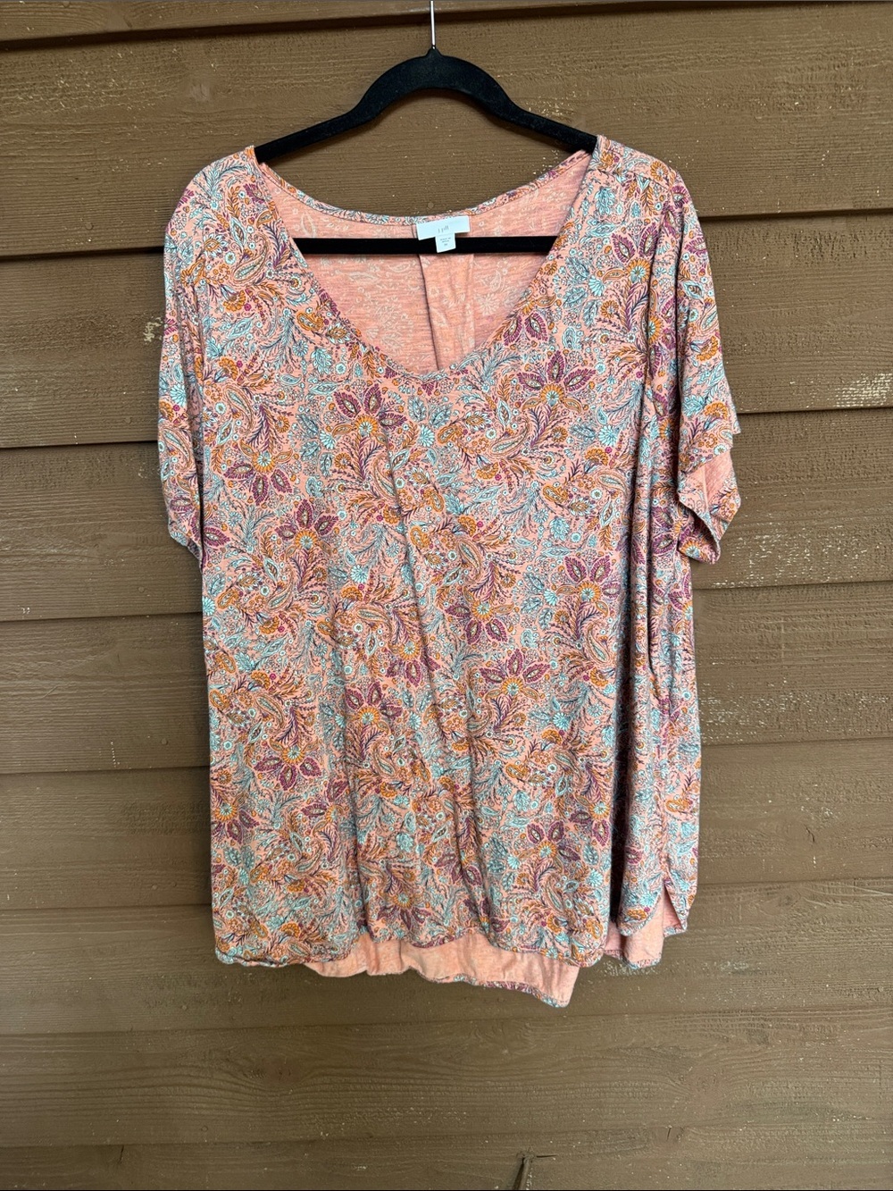 J. Jill Peach Paisley Short Sleeve Tee size 3X